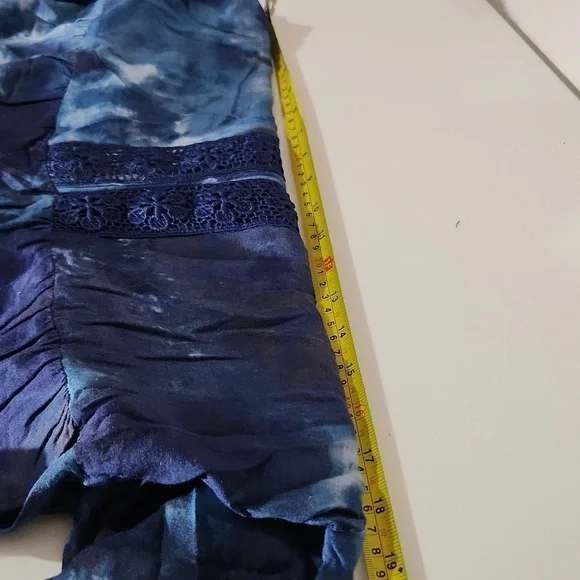 Cupio Blouse Womens Medium tye die blue Crochet Lace Fairy Boho Grunge Bell - Picture 11 of 14